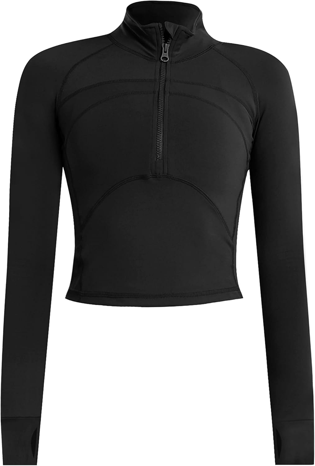 UANEO Long Sleeve Cropped Workout Tops - Women's Athletic 1/2 Zip Jackets for Gym & Yoga