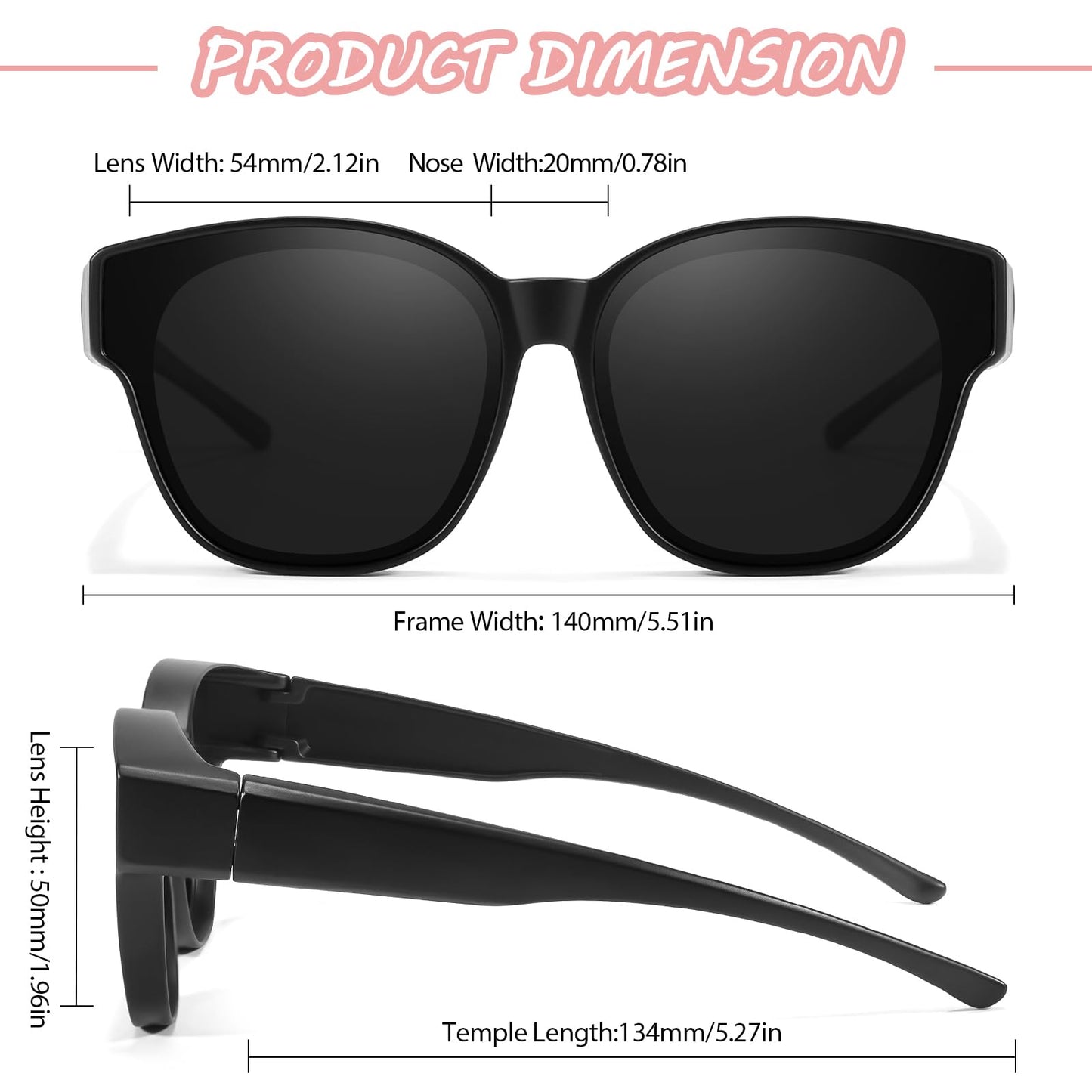 Trysee Kids Polarized Sunglasses Fit Over Glasses for Age 6-15 Boy Girl TS8152-1