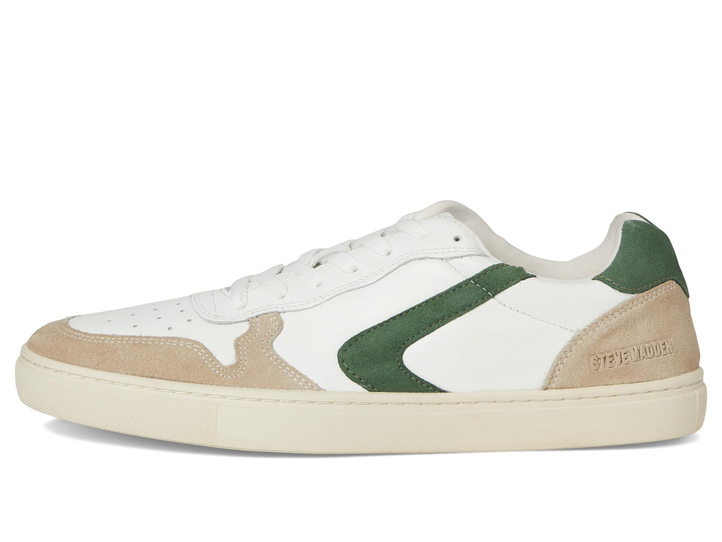 Steve Madden Men's Centre, White/Green Leather, 7 Medium
