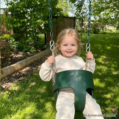 Toddler Swing with High Back EVA Seat & Iron Chains - Green