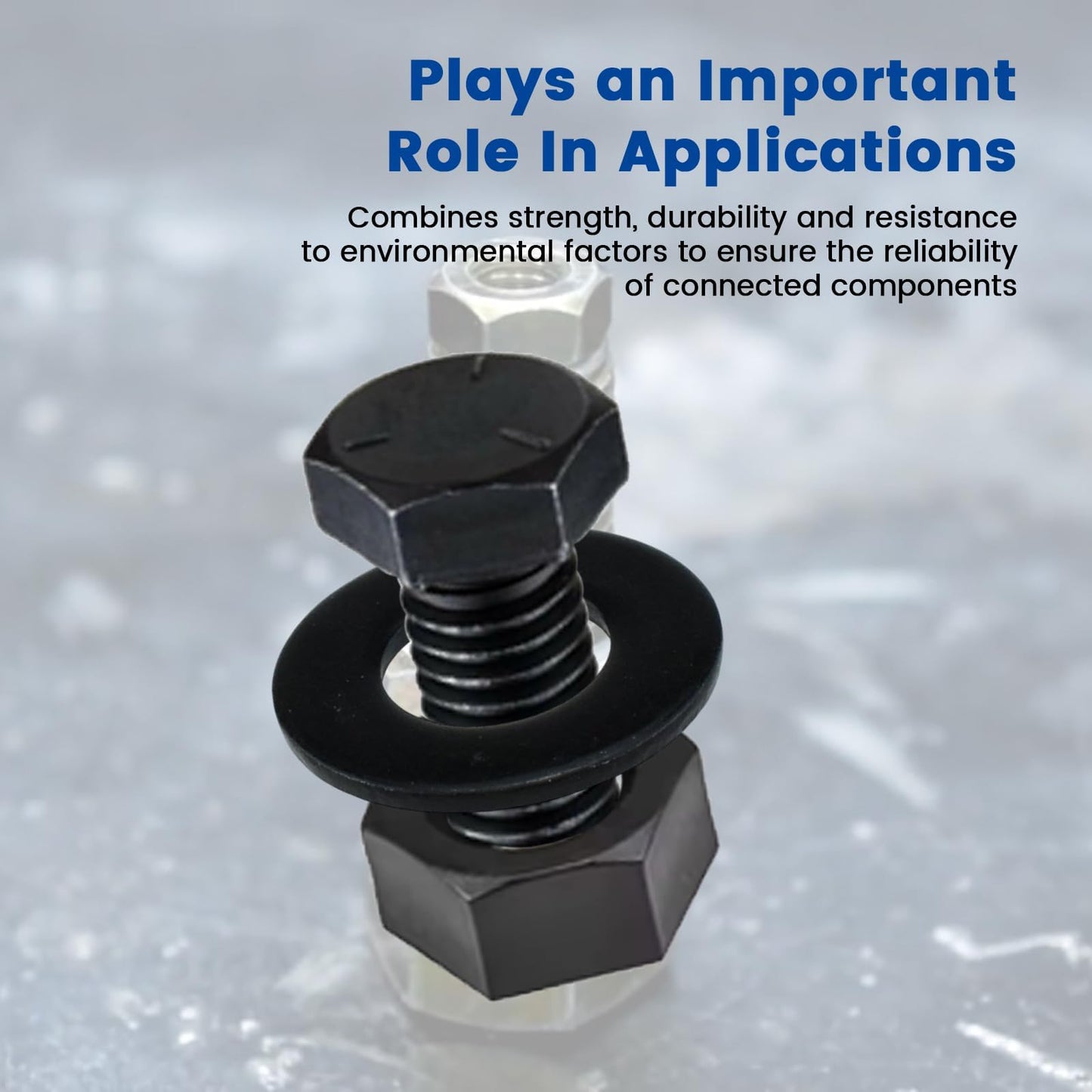 ZIUZI 100 Pcs 5 Sizes Washers Assortment Kit, Black 304 Stainless Flat Washers for Screws and Bolts, Metal Washers Kit for Home and Industrial Use (#8#10 1/4 5/16 3/8)