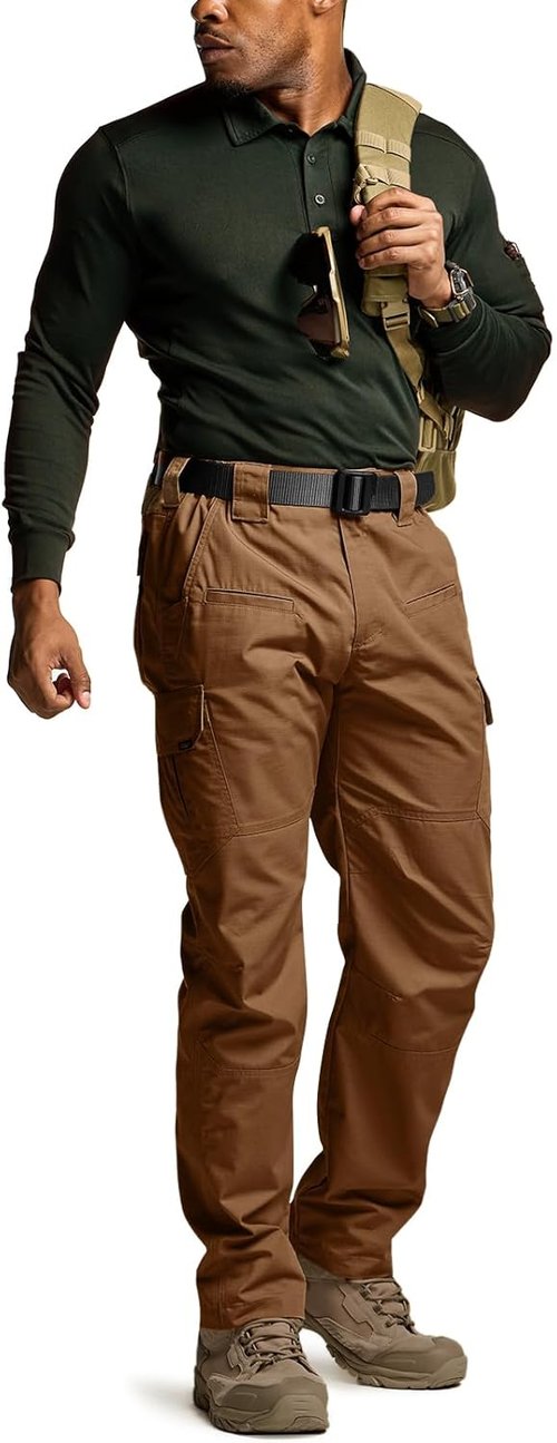 CQR Men's Tactical Pants - Water-Resistant Ripstop Cargo Design for Lightweight EDC & Hiking