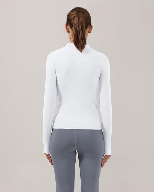 Gacaky Women's Slim Fit Yoga Jacket - Full Zip Athletic Track Jacket with Thumb Holes