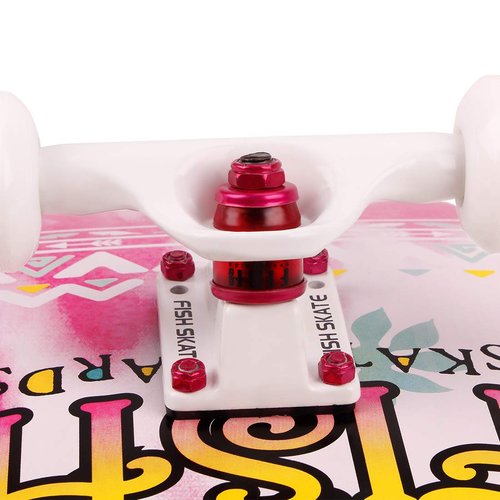FISH SKATEBOARDS Standard Skateboard, Complete Skateboard 31''x 8'', 7 Layer Canadian Maple Double Kick Deck Concave Cruiser Trick Skateboards for Kids Boys Girls Youths Beginners.