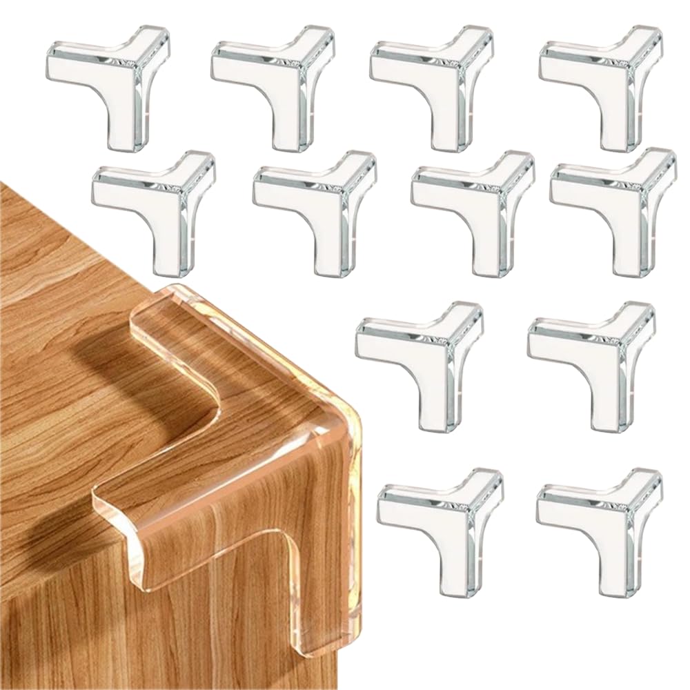 VYNZO 12 Pack Corner Protector Baby – T-Shaped Baby Proof Corners and Edges with Safety Bumpers, Soft Silicone Table Corner Covers Baby Safety, Corner Guards