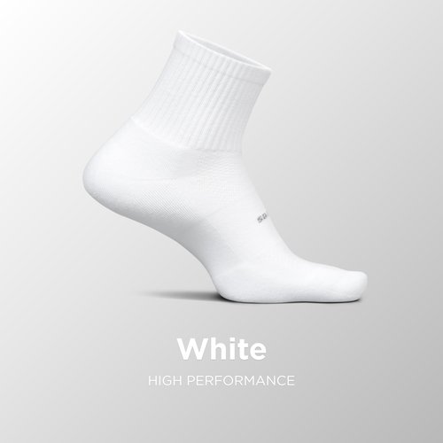 Feetures High Performance Max Cushion Quarter Tall Sock for Women & Men - Moisture-Wicking Athletic Socks - White - M (1 Pair)