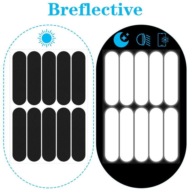 HJZHII 10PCS Black Reflective Tape, Motorcycle Helmet Decals Reflective Stickers for Helmet Motorcycle Helmets Stickers Night Visibility Safety Decal for Motorcycles Scooters Bike Helmets Stroller