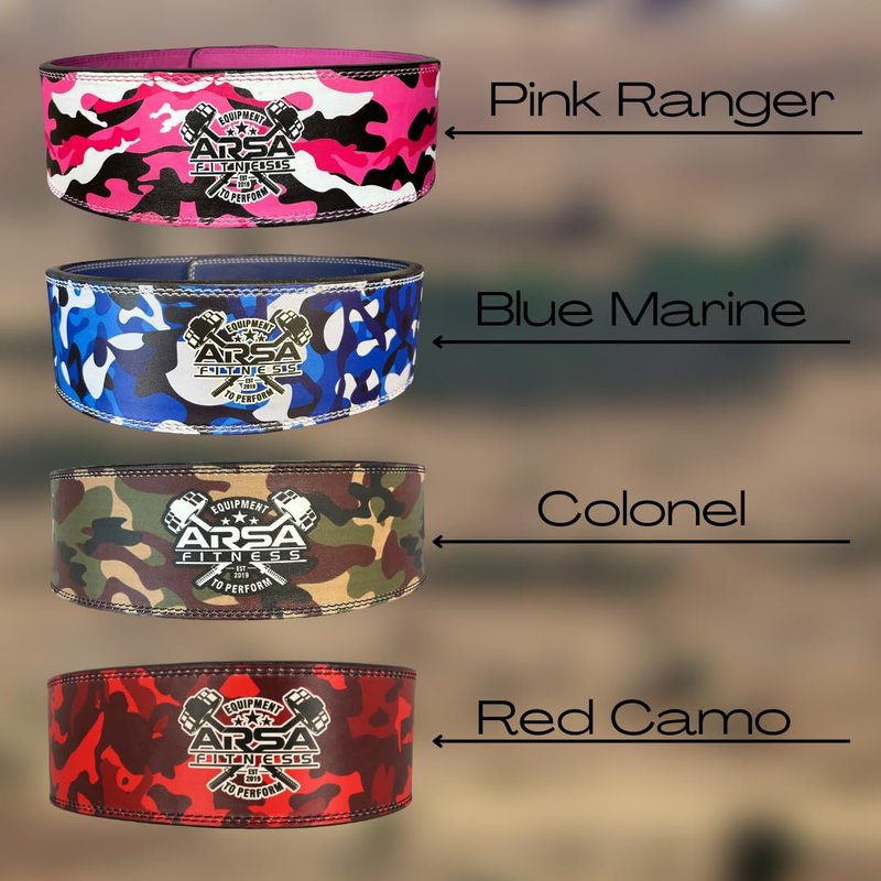 Arsa Fitness 10MM Competition Weightlifting Lever Belt for Men & Women, Powerlifting, Bodybuilding, & Strength Training - Camoflage Series (Blue Camo, X-Small)