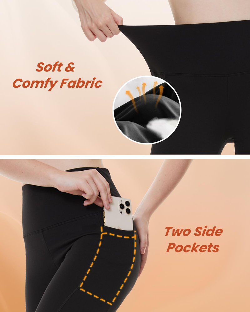 NexiEpoch Fleece Lined Leggings Women with Pockets - Water Resistant Winter Thermal High Waisted Running Hiking Yoga Pants