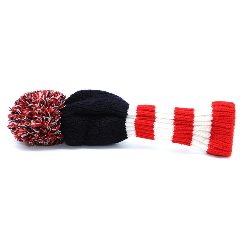 3pcs Pom Pom Golf Headcovers, #1 3 5 Golf Wood Headcovers Set, Knitted Golf Club Head Cover, Long Neck Golf Club Case Protection, Patriotism US Flag Pattern