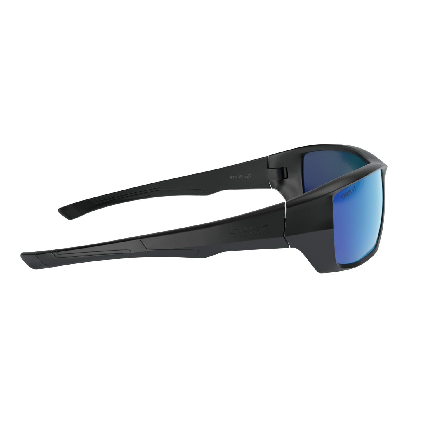 STNGR Alpine Unbreakable Sport Sunglasses for Men - Polarized Shatterproof Ballistic Rated Lenses with 100% UV Protection and Flexible Indestructible Frame (Blue Mirror)