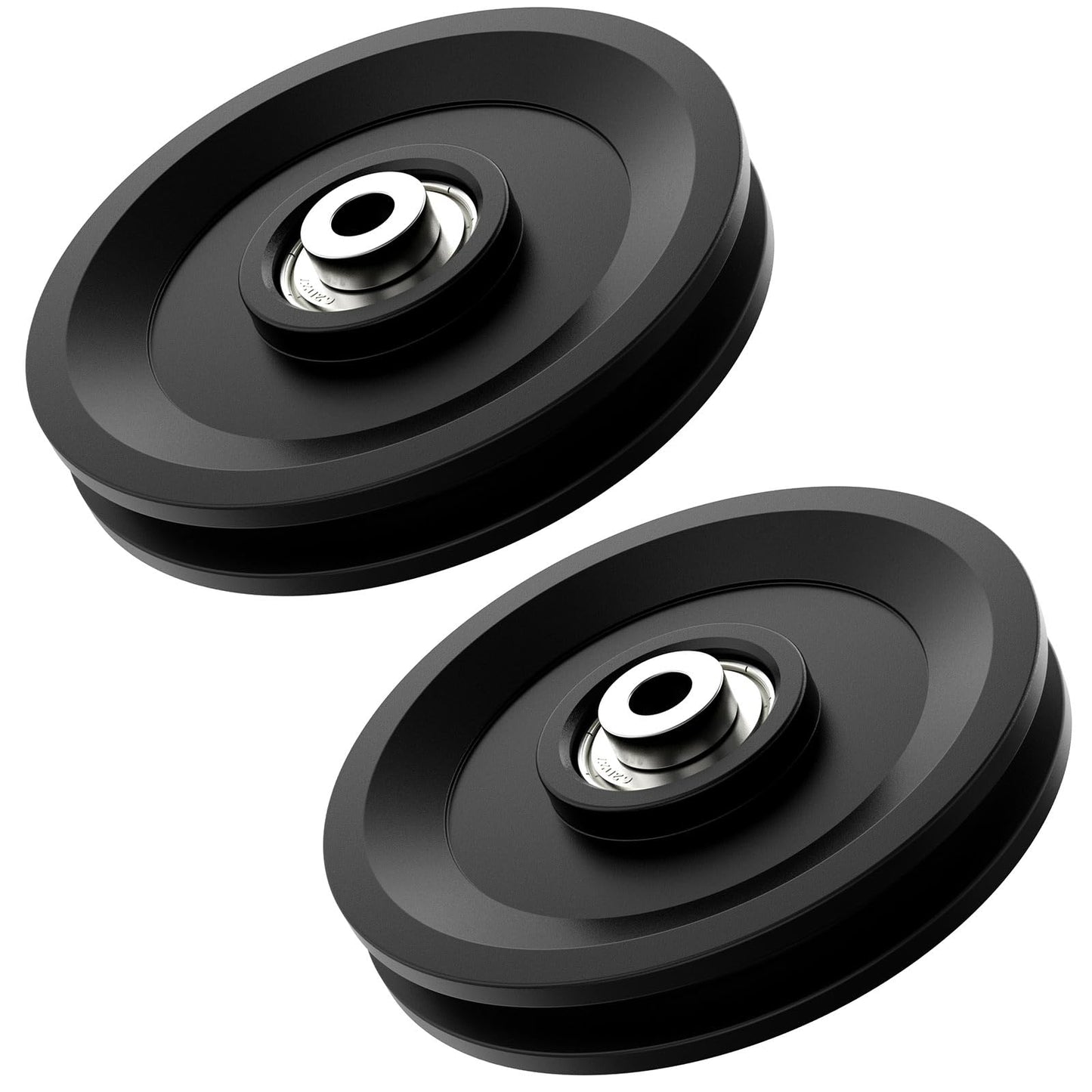 Anobeyi 114mm/4.5" Universal Nylon Bearing Pulley System, Gym Workout Cable Pulley Wheel & Weight Attachment Replacementfor Home Gym, Pulldown Smith Machine, Garage Lifting Equipment (Black-2pcs)