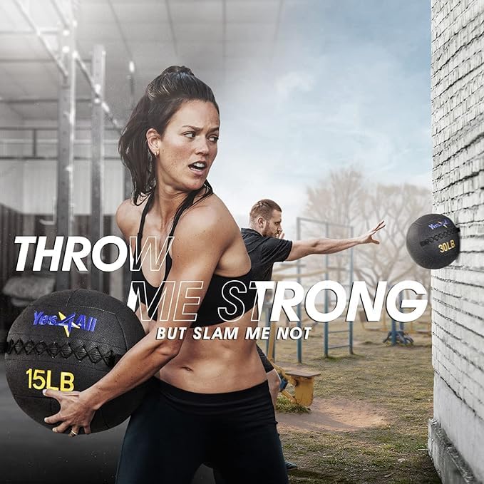Yes4All Wall Ball - Soft Leather Weighted Iron Sand Ball for Dynamic Workouts | 6 LB - 30 LB Options