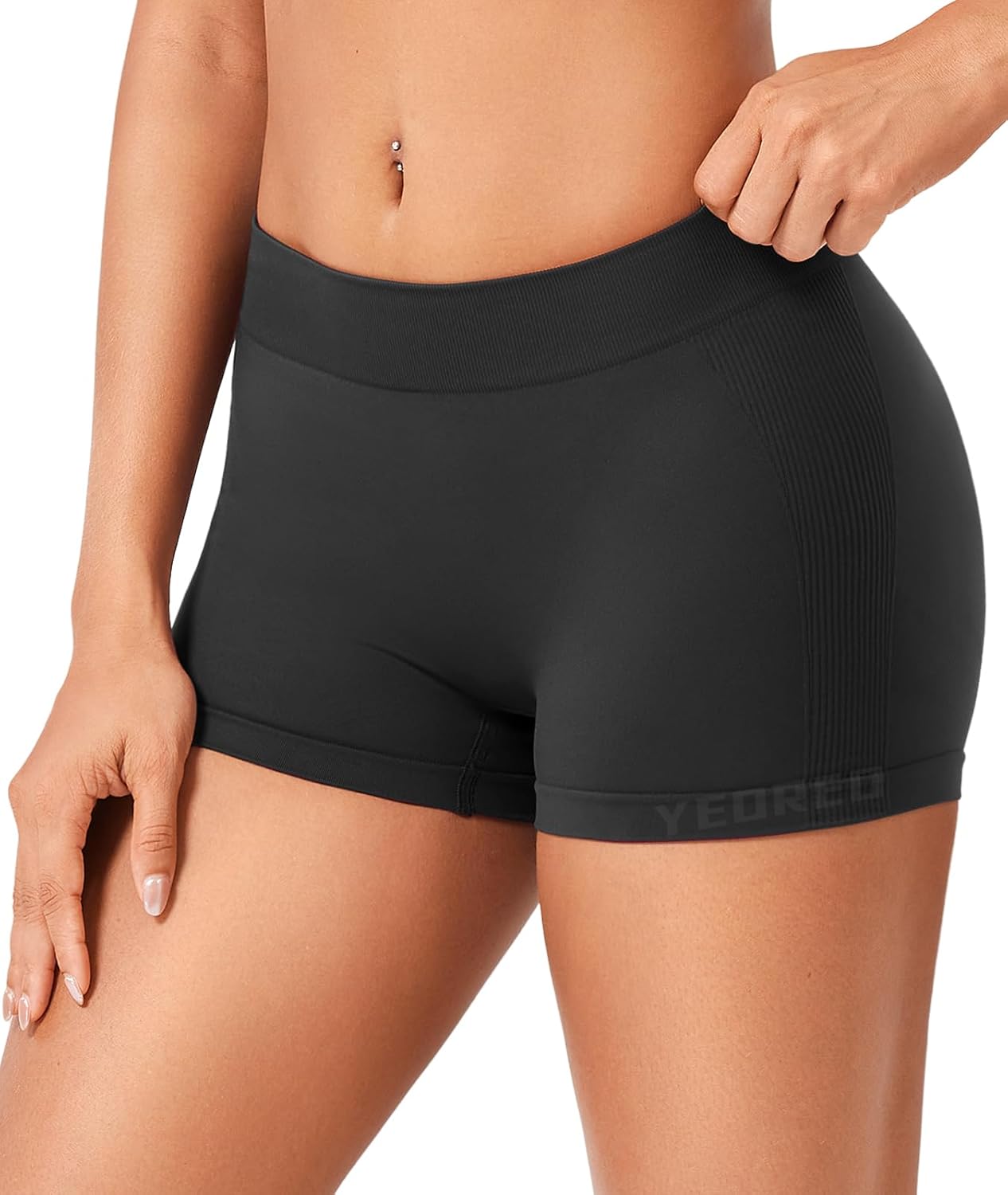 YEOREO Women's Booty Shorts - Low Rise 2.5" Scrunch Design for Gym & Yoga | Spandex Biker Shorts