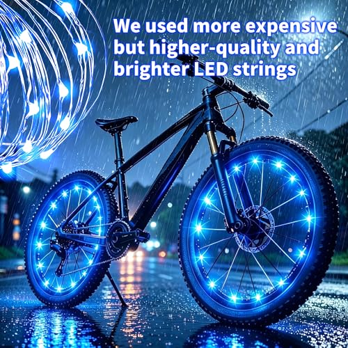 MH Brighter Blue Bike Wheel Lights – 20 LED, 2 Wheels, 2 Modes, Waterproof
