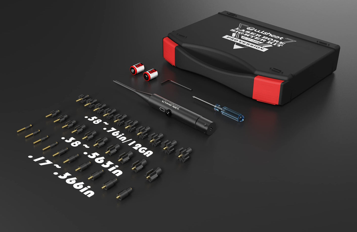 Professional Laser Bore Sight Kit Multiple Caliber,Upgraded Green Bore Sighter with 30 Adapters Button Switch Perfectly Choice for.17 to 12GA Rifles Pistols, Provides Powerful Support for Hunting.
