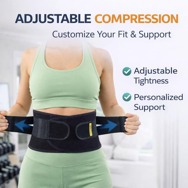 Adjustable Back Brace for Lower Back Pain for Women and Men - Breathable & Comfortable Lower Back Brace Belt for Sciatica, Scoliosis, Herniated Disc - Lightweight Lumbar Support Belt for Work, Driving & Walking, etc., Black.
