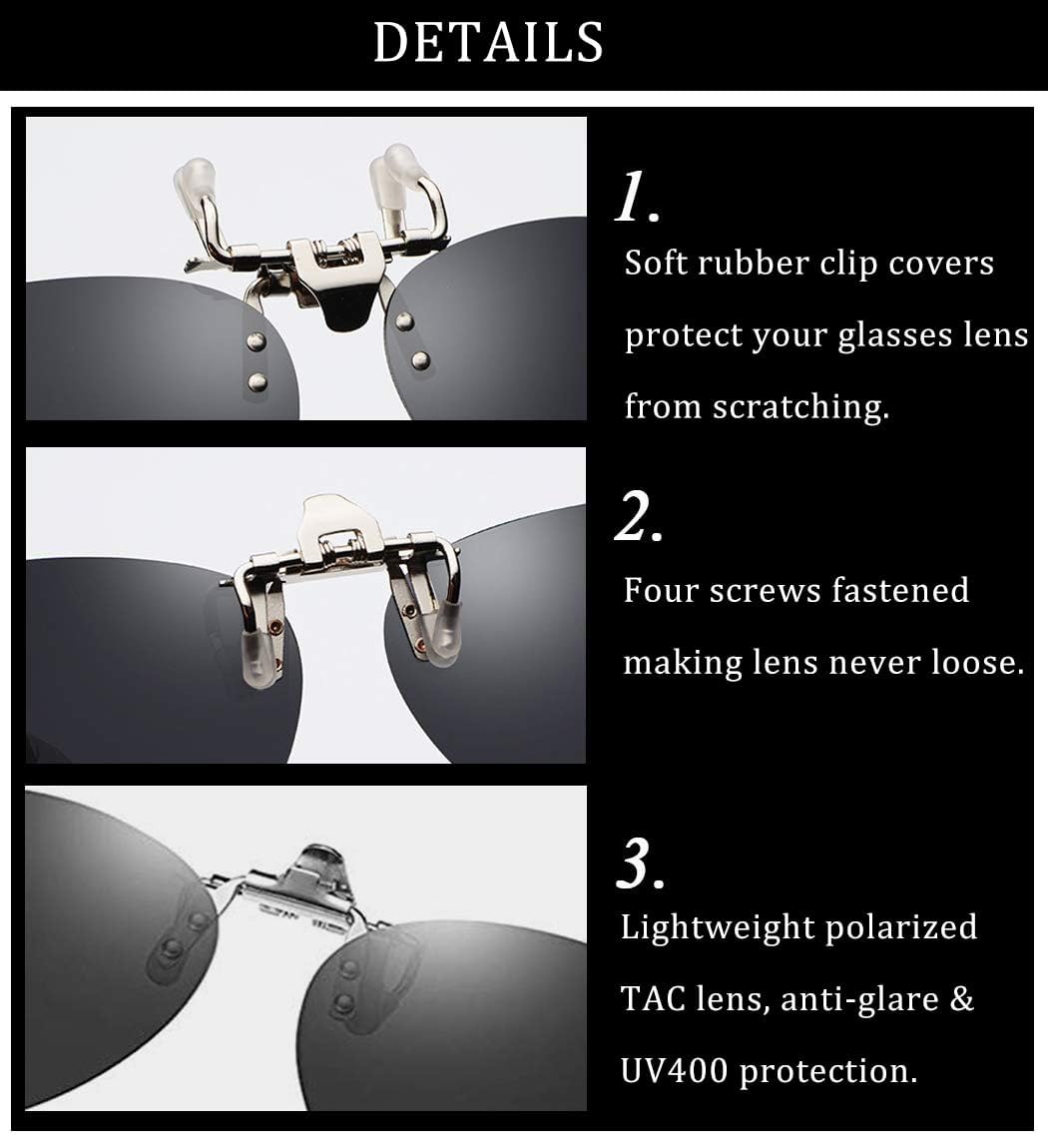 FF FRAZALA Polarized Clip on Sunglasses over Prescription Glasses Anti-Glare UV Protection Driving Fishing (Silver, 0, x)