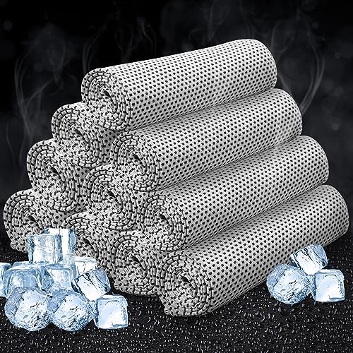 Cooling Towels Bulk - 10 Pcs Microfiber Neck & Face Towels, Grey