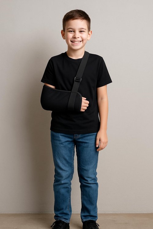 Kids Arm Sling, Surgery & PICC Access Shirt (Black,L)