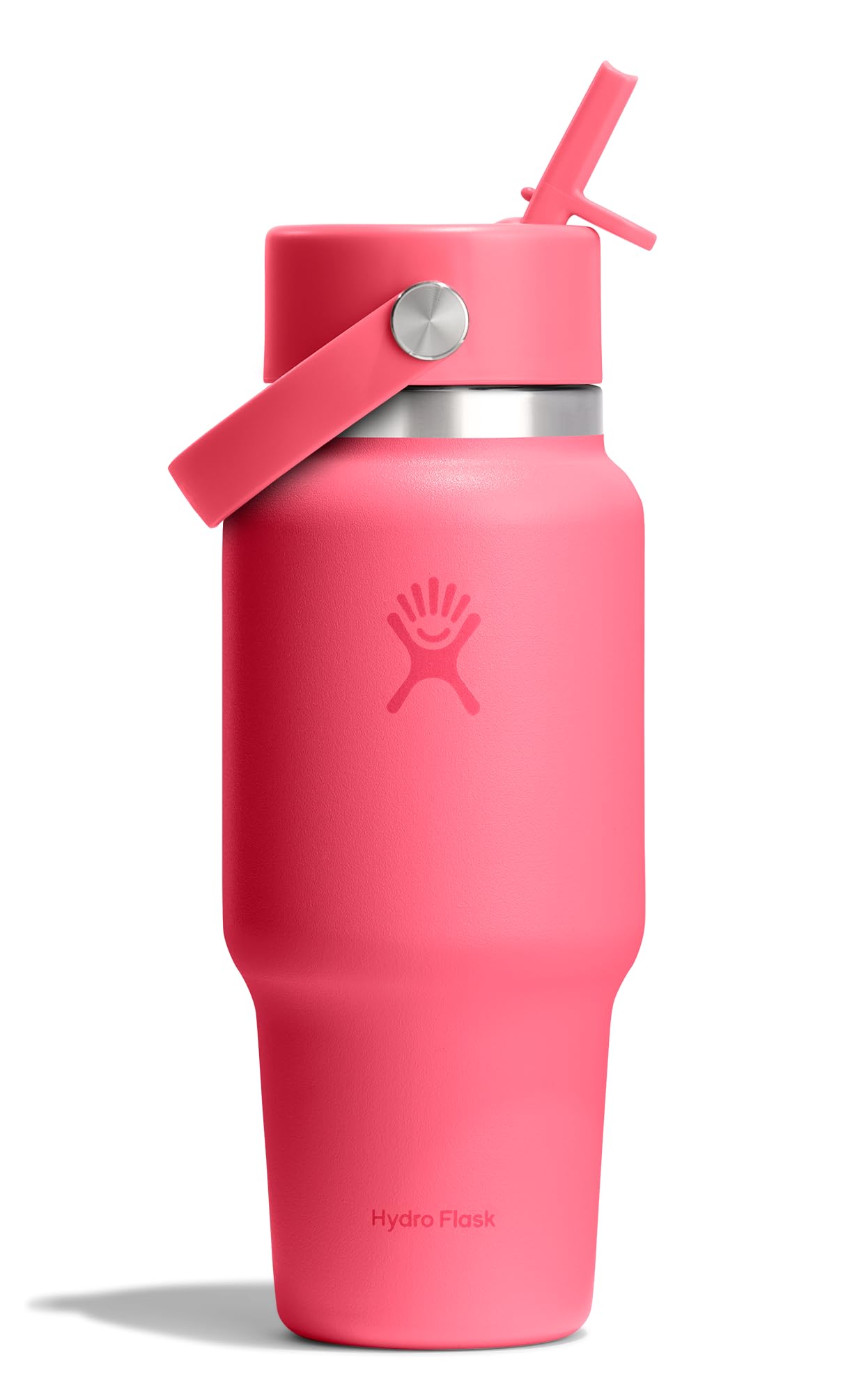 Hydro Flask Travel Water Bottle - Insulated Stainless Steel - Wide Straw Lid, Non Spill, Leakproof in 24 Oz Popstar Pink