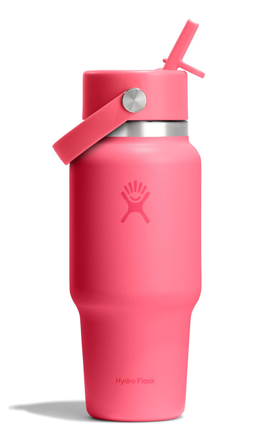 Hydro Flask Travel Water Bottle - Insulated Stainless Steel - Wide Straw Lid, Non Spill, Leakproof in 24 Oz Popstar Pink
