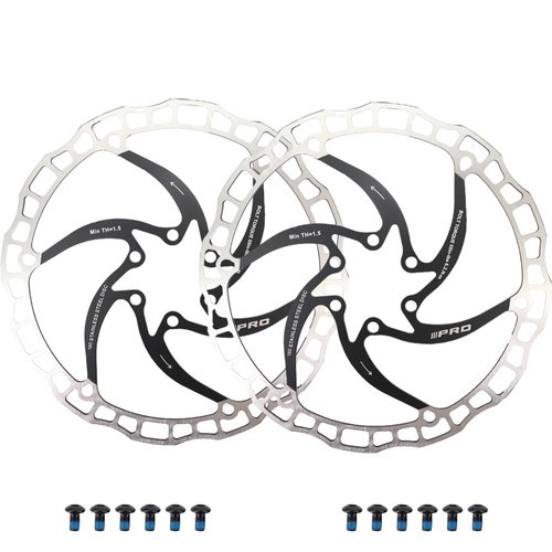 DJC Bike Brake Disc Rotor 2pcs MTB Brake Disc 160mm 180mm with 6 Bolts Road Bike MTB BMX e Scooter Steel Brake Disc iiipro (2pcs Black, 180mm)