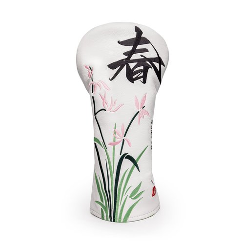Orchid Golf Head Covers, Floral Style Driver Headcover, Unique Design Driver Head Cover, Golf Club Covers Funny, PU Leather and Advanced Embroidery with Soft Inner Lined for Most Brands - Spring