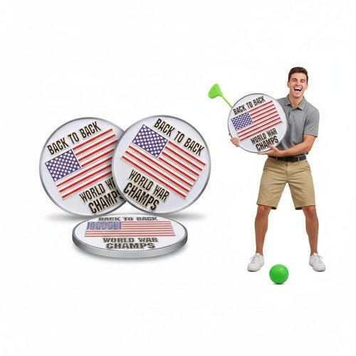 HODL 21 Back to Back World War Champs - Golf Ball Marker - Value Pack of 3 American Flag Golf Ball Markers - Magnetic Novelty America Golf Ball Markers - USA Golf Ball Markers - Lot of 3