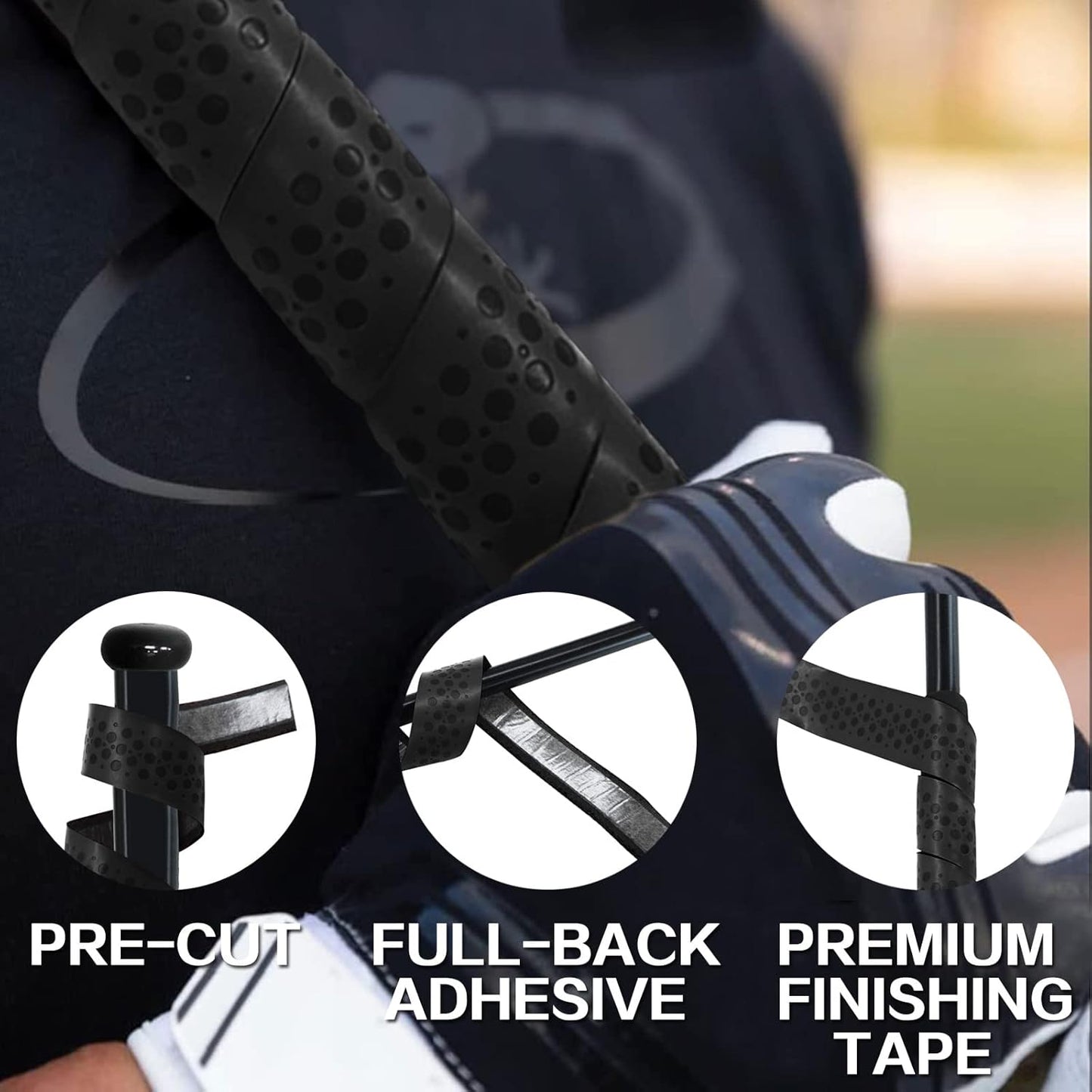 VEASAERS Bat Grip Tape - Soft & Comfortable Adhesive for Baseball/Softball | 2/4 Pack, 40 Inch, 1.75mm