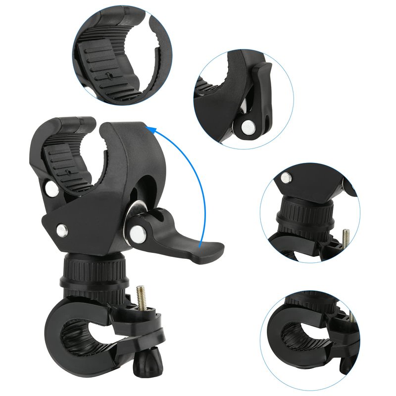Cosmos 2 Pcs Bike Flashlight Mount Holder Universal Bicycle Flashlight Holder 360º Rotation Bike Flashlight Clip Adjustable Clamp LED Headlight Holder for Cycling, Riding