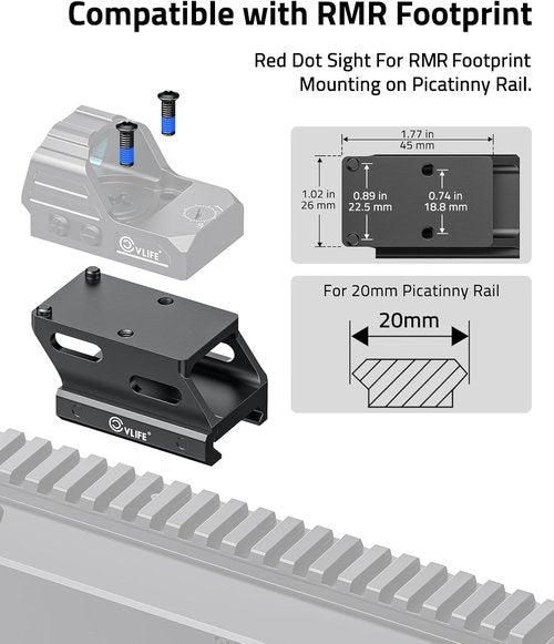 CVLIFE Red Dot Riser Mount - Reflex Sight Optic Riser Plate for Picatinny Rail | 21MM, 23MM, 25MM