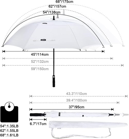 G4Free Automatic Open Golf Umbrella - Oversized Double Canopy, Windproof & Waterproof | 47-72 Inch Options