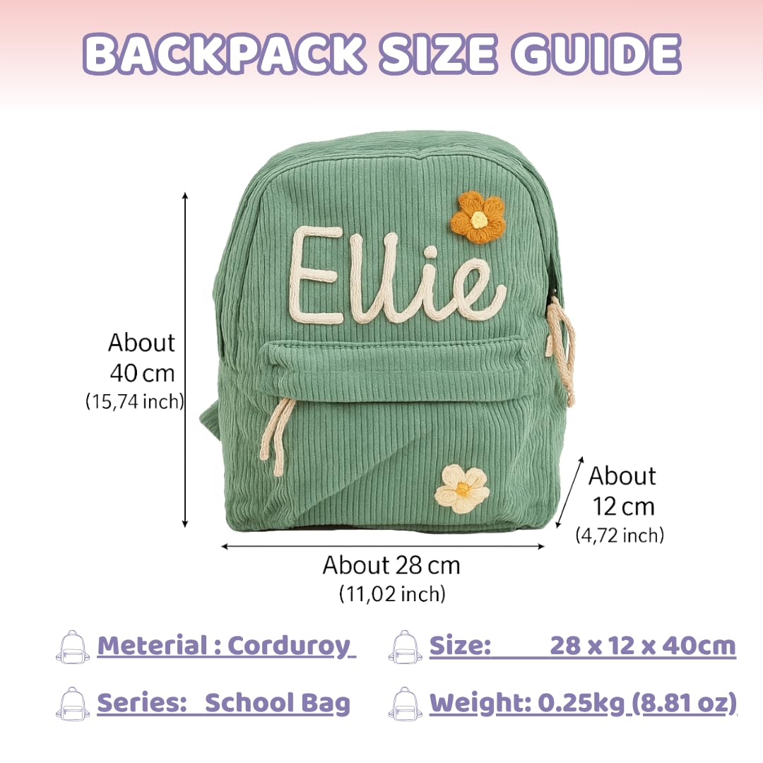 Goo Up Personalized Backpack with Name, Custom Corduroy Backpack with Cotton Rope Woven, Back to School Bag, Monogram Book Bag, Christmas, Birthday