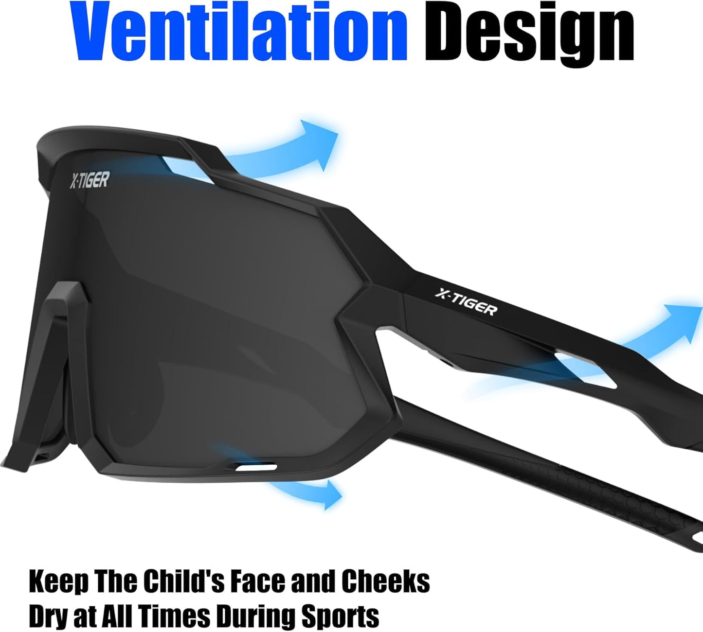 X-TIGER Kids Sunglasses - Polarized UV400 Youth Baseball Glasses for Ages 8-14 | Softball & Cycling