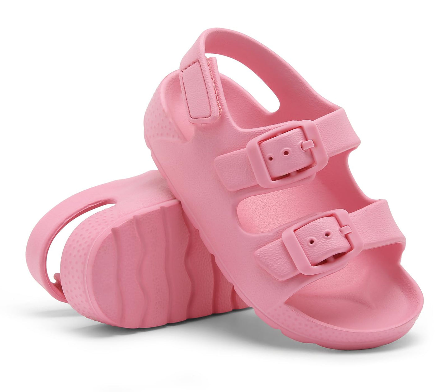 ChayChax Toddler Boys Girls Double Buckle Sandals Children's Adjustable Back Strap Water Sandal, Pink, 10 Toddler
