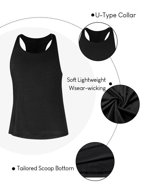 FITMENS Mens Workout Tank Tops Fitness Bodybuilding Sleeveless Gym Muscle Stringer Shirts Black