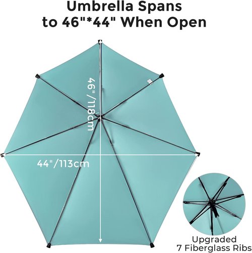G4Free Adjustable UPF 50+ Beach Chair Umbrella - Universal Clamp for Golf Cart, Wheelchair, Stroller | Lake Blue