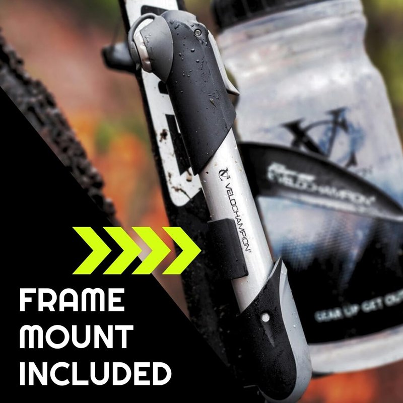 VeloChampion Alloy Mini Bike Pump Suitable for Presta, Schrader and Dunlop - Portable, Compact, Durable and Easy to Use
