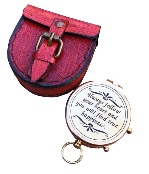 Brass Compass Always Follow Your Heart/Personalize Gift/Directional Magnetic Compass/Pocket Compass for Camping, Best Easter, to My Man, Husband, Boyfriend, Fiance