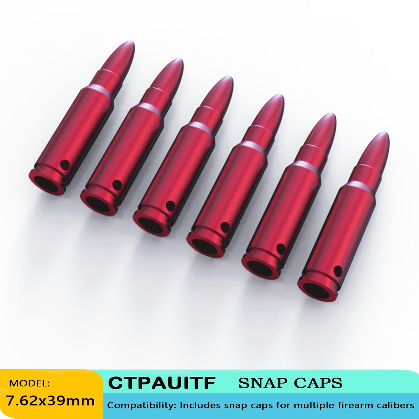 CTPAUITF Training Snap Caps Dummy Rounds, Durable CNC-Machined Aluminum Alloy Safe for Handling Drills & Dry Fire Practice, Ideal for Shooting Skill Training.