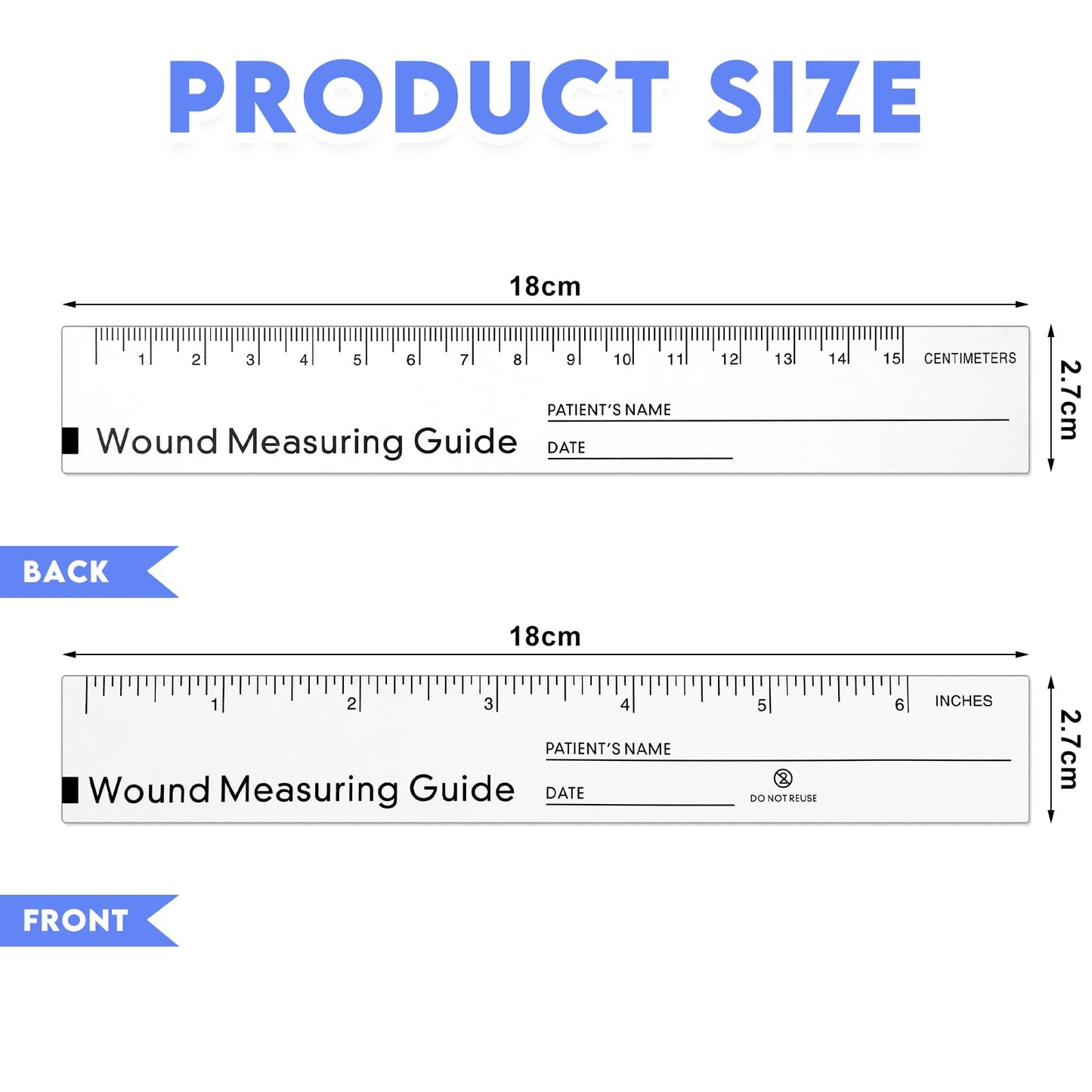 Janlaugh 100 Pcs Wound Ruler 6 Inch Wound Measuring Tape Paper Guide Ruler Double Sided Disposable Paper Tape Measure Measurement Tools for Nurses