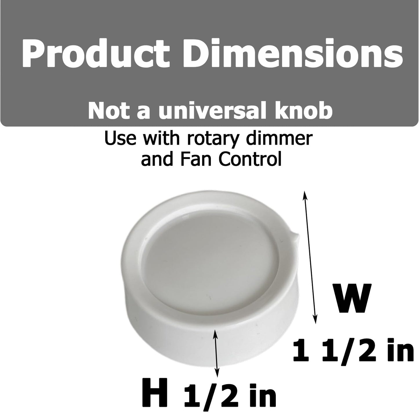 Auaurly 5 PCS RK-WH Rotary Dimmer Knob Replacement for Rotary Dimmer Switch,Fan Control,White