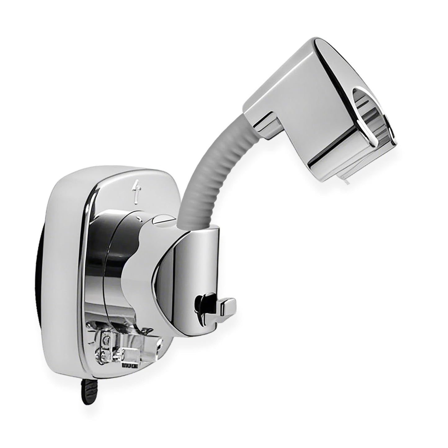 Suction Cup Handheld Shower Head Holder - Reusable - 360 Swivel Adjustable - Wall Mount Shower Wand Holder - ( Chrome Finish)