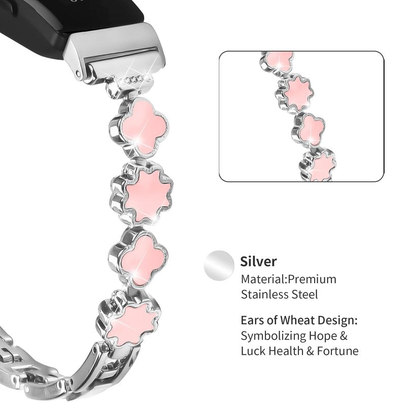 Bracelet Compatible with Fitbit Inspire/Inspire HR/Ace 2 Rhinestone Diamond Bling Adjustable Strap Wristband for Women (Silver)