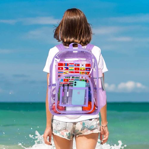 CCJPX Clear Backpack, Transparent Bookbag Heavy Duty See Through Backpacks for Women - Purple One Size