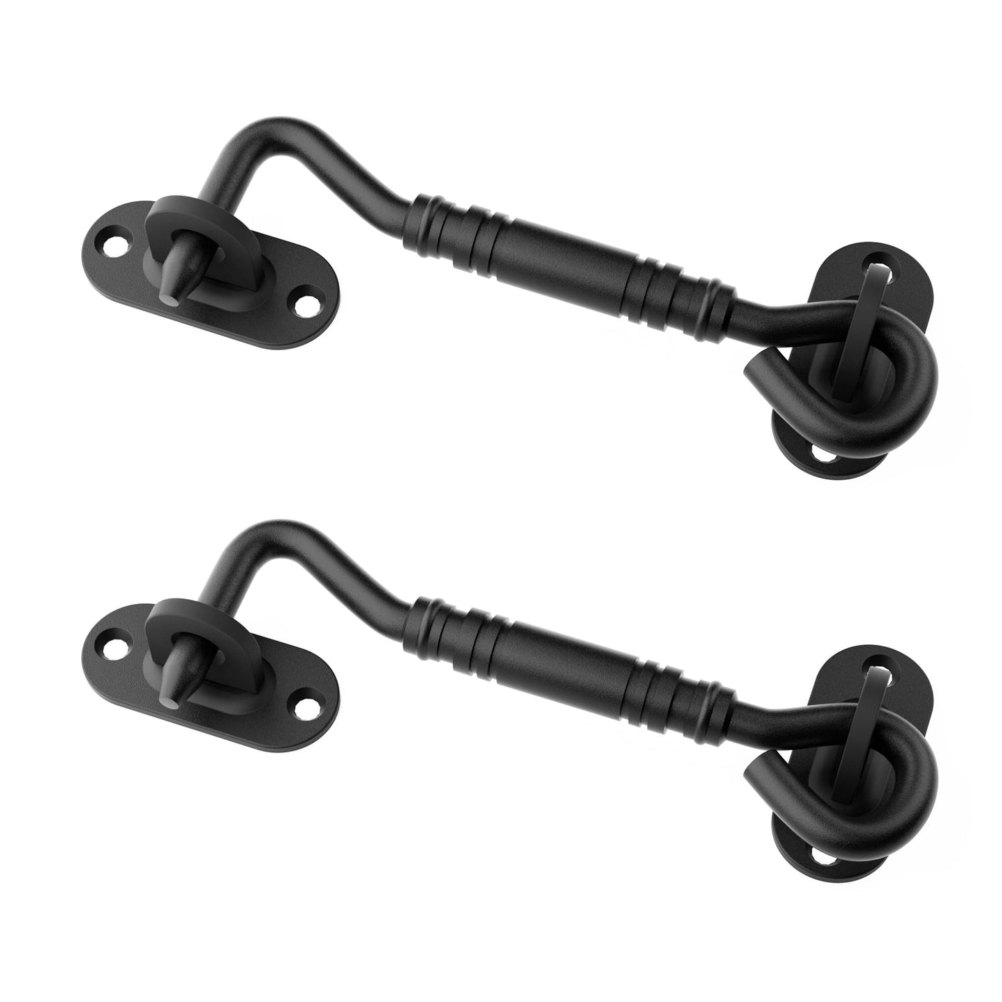 WINSOON 4 inch Hook and Eye Latch for Door 2 Pack, Privacy Eye Hook Latch, Rust-Resistant Metal Gate Latch, for Indoor and Outdoor, Gates, Bedrooms, Bathrooms, Sliding Doors, Fences, Windows-Black