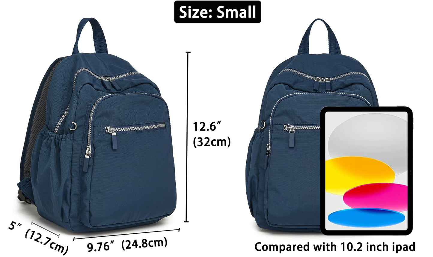 DOKUDOKU Small Nylon Backpack Mini Casual Daypack Lightweight Backpack for Women (NAVY BLUE)