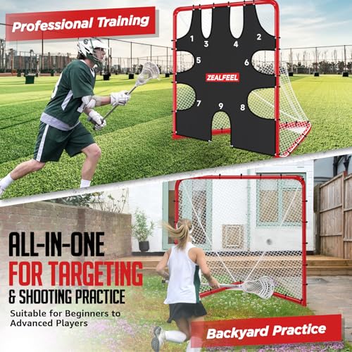 Lacrosse Goal with 9-Zone Target - 6x6x7 Ft Heavy-Duty