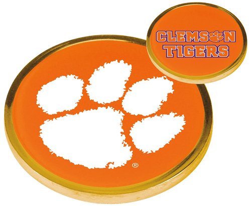 LinksWalker Clemson Tigers - Flip Decision Challenge Coin and 2 Golf Ball Marker Pack